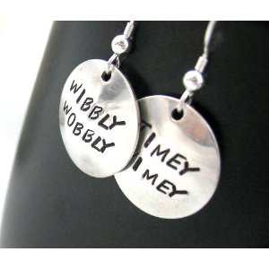 Sterling Silver Doctor Who Earrings - Wibbly Wobbly, Timey Wimey