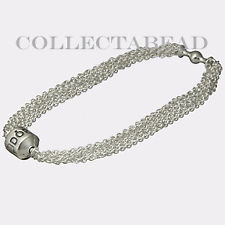Authentic Pandora Silver Multi-Strand, One Clip Station Bracelet 7.1"
