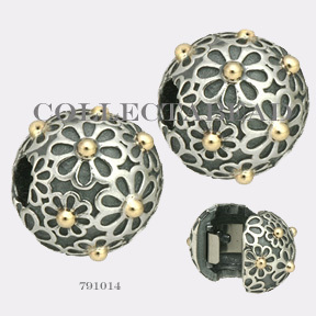 Authentic Pandora Sterling Silver & 14K Lazy Daisy Clips (2)
