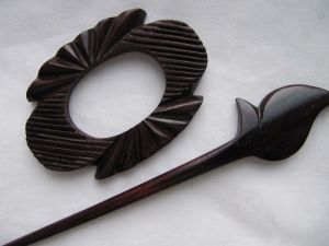 Rose wood shawl pin