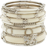 Chamak by Priya Kakkar Set Of 8 Silver & White Enamel Bangle Bracelets