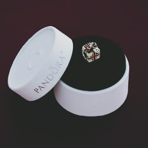 Pandora Present silver charm with red enamel