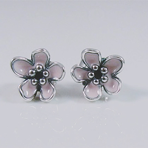 Pandora Pink Cherry Blossom Flower Stud Earrings