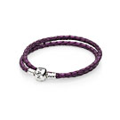 Фиолетовый кожаный браслет Pandora