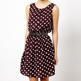 ● New Look Heart Print Waisted Dress