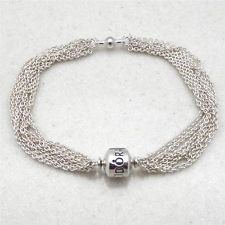 Authentic Pandora Silver Multi-Strand, One Clip Station Bracelet 7.1"