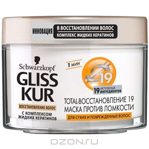 Gliss Kur Маска против ломкости "Тотал восстановление 19", для сухих и поврежденных волос