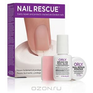 Orly Набор "Скорая ногтевая помощь. Nail Rescue Kit": клей, 5 г, пудра, 4,25 г, шлифовальный блок