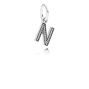 PANDORA Серебряная подвеска в форме буквы N с кубическим цирконием