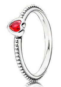 WISHLIST.RU Pandora кольцо из серебра с сердцем с красным синтетическим рубином