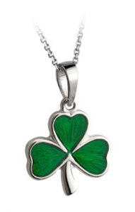 Sterling Silver Enamel Shamrock Pendant