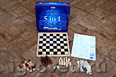 Настольная игра Подарочный набор 5 в 1 (шахматы, шашки, нарды, крестики-нолики и домино)