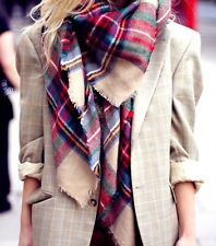 zara oversized tartan scarf