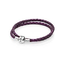 Двойной кожаный  браслет(фиолетовый)Pandora