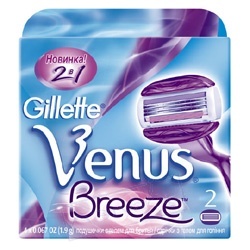 GILLETTE CМЕННЫЕ КАССЕТЫ ДЛЯ БРИТЬЯ (CО ВСТРОЕННЫМИ ПОДУШЕЧКАМИ С ГЕЛЕМ) VENUS BREEZ