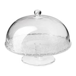 Cake stand with lid, clear glass