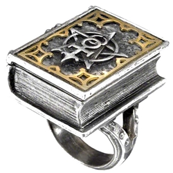 Alchemy Gothic R187 Dee's Book of Angel Magic Stash Ring