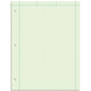 TOPS Engineering Computation Pad, 8-1/2" x 11", Glue Top, 5 x 5 Graph Rule on Back, Green Tint Paper, 3-Hole Punched, 100 Sheets (35500)