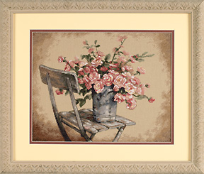 Roses on White Chair