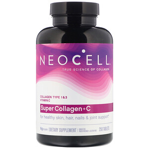 Neocell, Super Collagen + C, добавка с коллагеном и витамином C, 250 таблеток