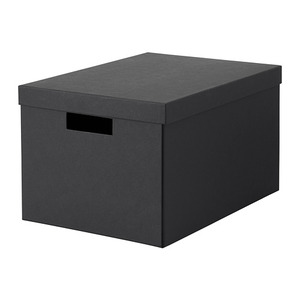ТЬЕНА Коробка с крышкой чёрная, 25х35х20 см.