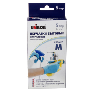 Перчатки Unibob размера M нитрил, 10 шт.