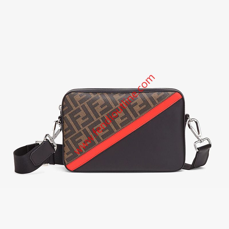 WISHLIST.RU Fendi Compact Camera Case In FF Motif Fabric Brown/Red