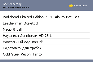 My Wishlist - beekeeperboy