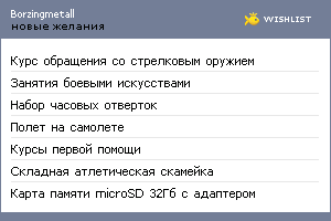 My Wishlist - borzingmetall