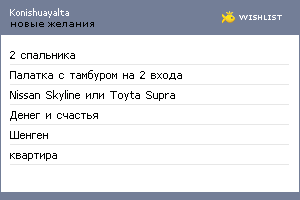 My Wishlist - konishuayalta