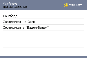 My Wishlist - malofeyeva