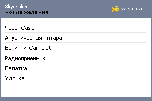 My Wishlist - skydrinker