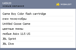 My Wishlist - ud2k20