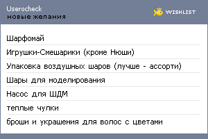 My Wishlist - userocheck