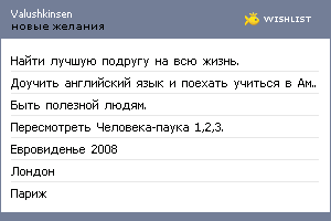 My Wishlist - valushkinsen