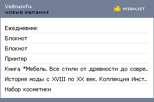 My Wishlist - vedmasofia