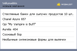 My Wishlist - velkynveldrin