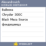 My Wishlist - alexandrovich