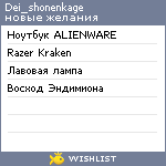 My Wishlist - dei_shonenkage