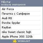 My Wishlist - nikstar