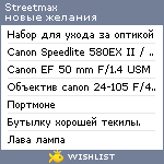 My Wishlist - streetmax