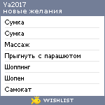 My Wishlist - ya2017