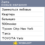 My Wishlist - zanta